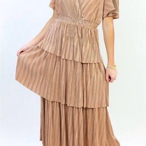 Skies Are Blue Elegant Champagne Tiered Women's Dress